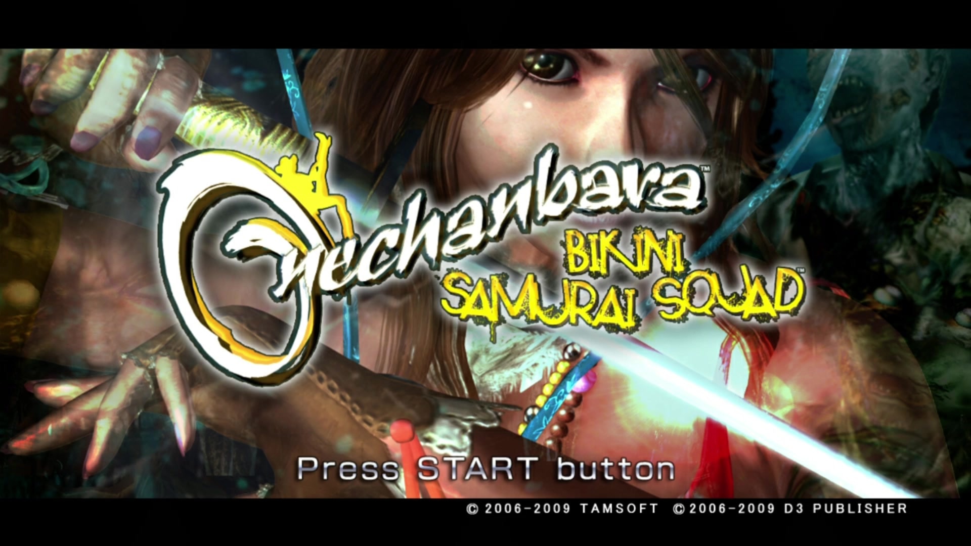 Onechanbara: Bikini Samurai Squad title screen for Xbox 360